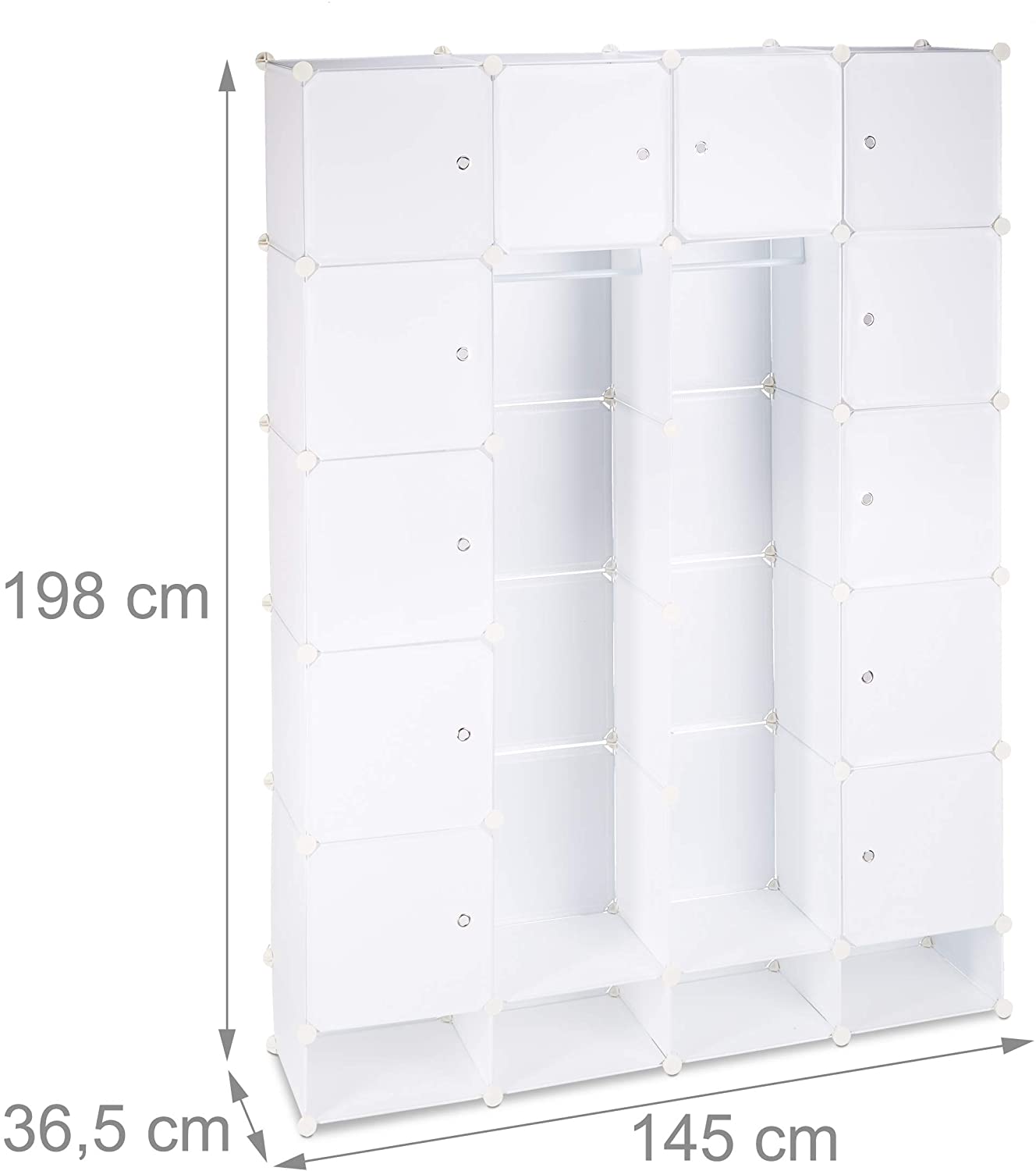 foto del prodotto armadio guardaroba con scaffale cubo 18 scomparti in plastica modulare per scarpe bianco 13 0001073