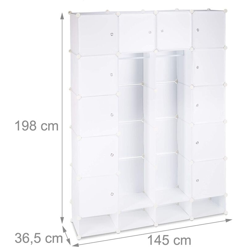 foto del prodotto armadio guardaroba con scaffale cubo 18 scomparti in plastica modulare per scarpe bianco