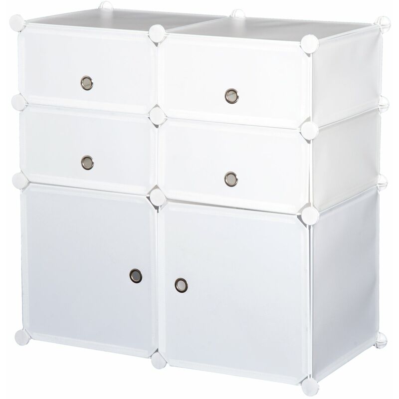 foto del prodotto armadio guardaroba scarpiera modulare in plastica 6 cubi bianco 75x37x73 cm