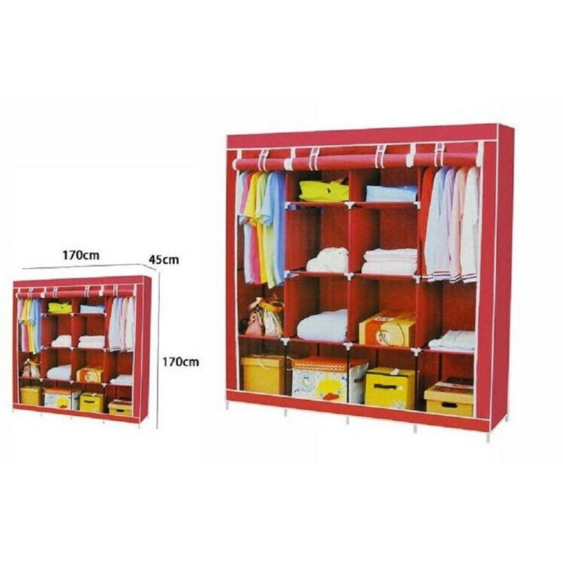 foto del prodotto armadio guardaroba tessuto appendiabiti acciaio smontabile abiti 4 ante trade shop traesio
