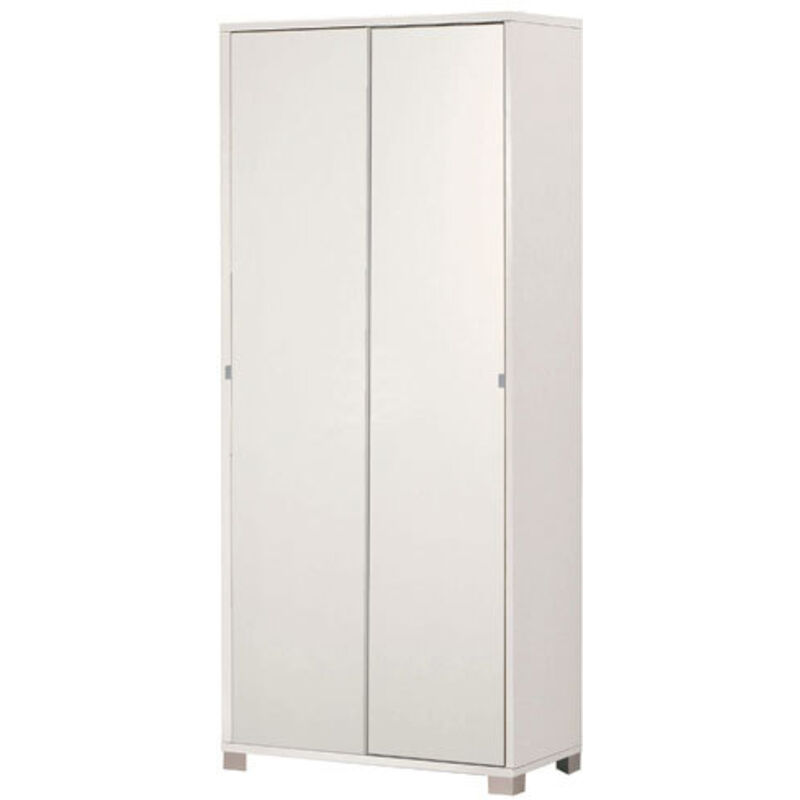 foto del prodotto armadio h 190 alto 2 ante scorrevoli bianco venato ripiani mobile camera ufficio