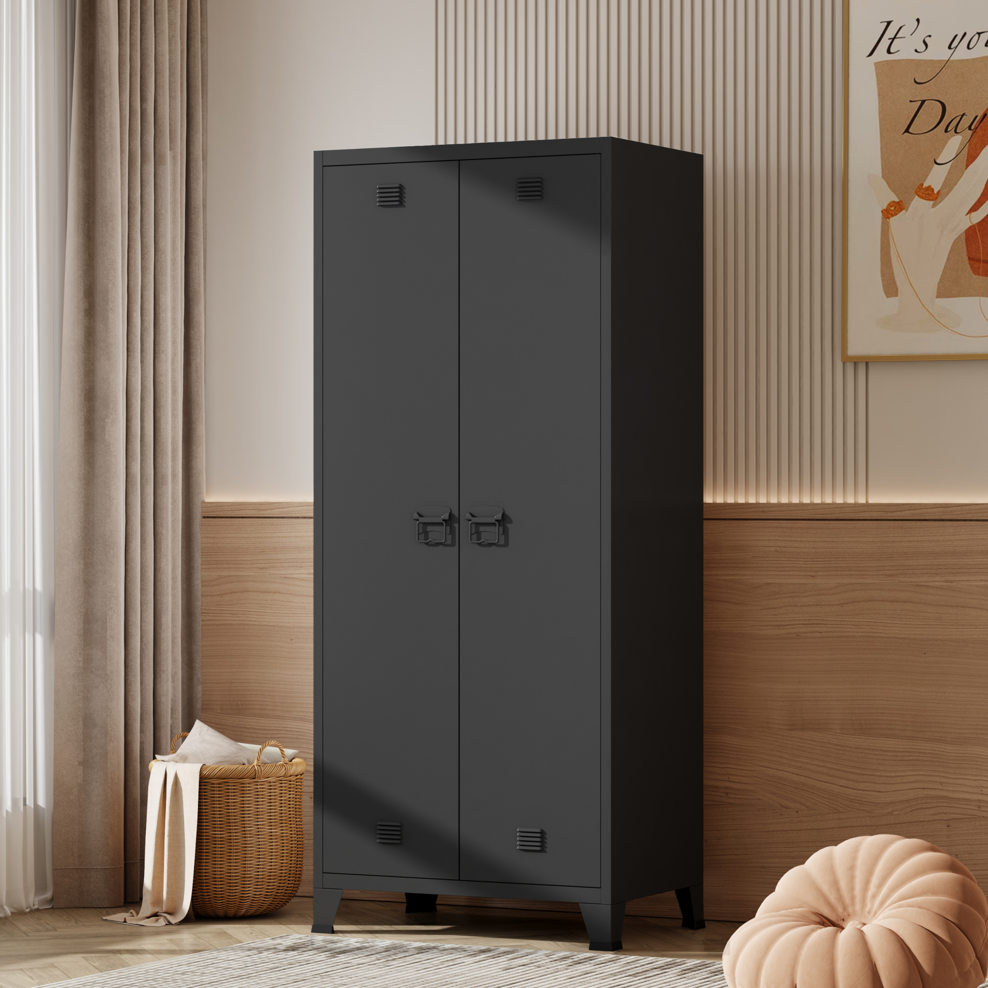foto del prodotto armadio hankasalmi per guardaroba 180 x 90 x 40 cm acciaio nero en.casa 