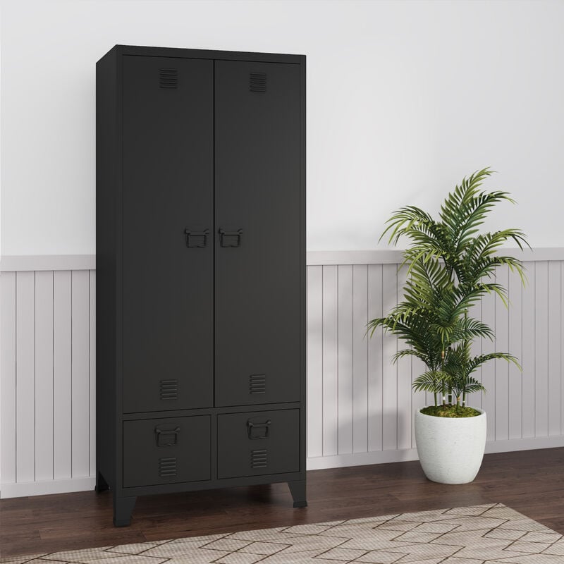 foto del prodotto armadio hankasalmi per guardaroba con cassetti 180 x 90 x 40 cm acciaio nero en.casa 