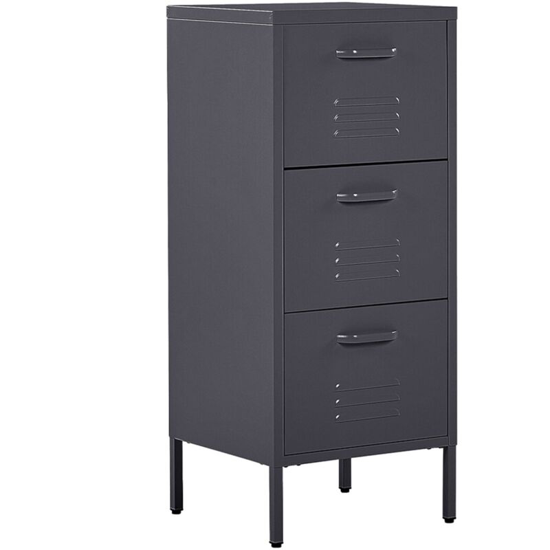 foto del prodotto armadio in acciaio con 3 cassetti per ufficio stile industriale nero wostok