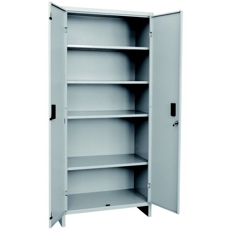 foto del prodotto armadio in lamiera pressopiegata 80x40x180h cm con 4 ripiani grigio ral 7035