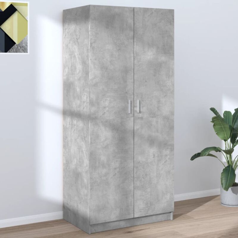 foto del prodotto armadio in legno con 2 ante e asta appendiabiti guardaroba elegante vari colori colore grigio cemento