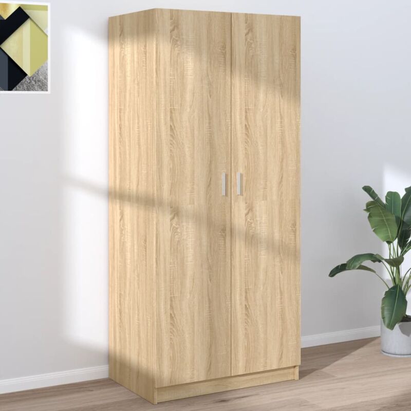 foto del prodotto armadio in legno con 2 ante e asta appendiabiti guardaroba elegante vari colori colore rovere sonoma