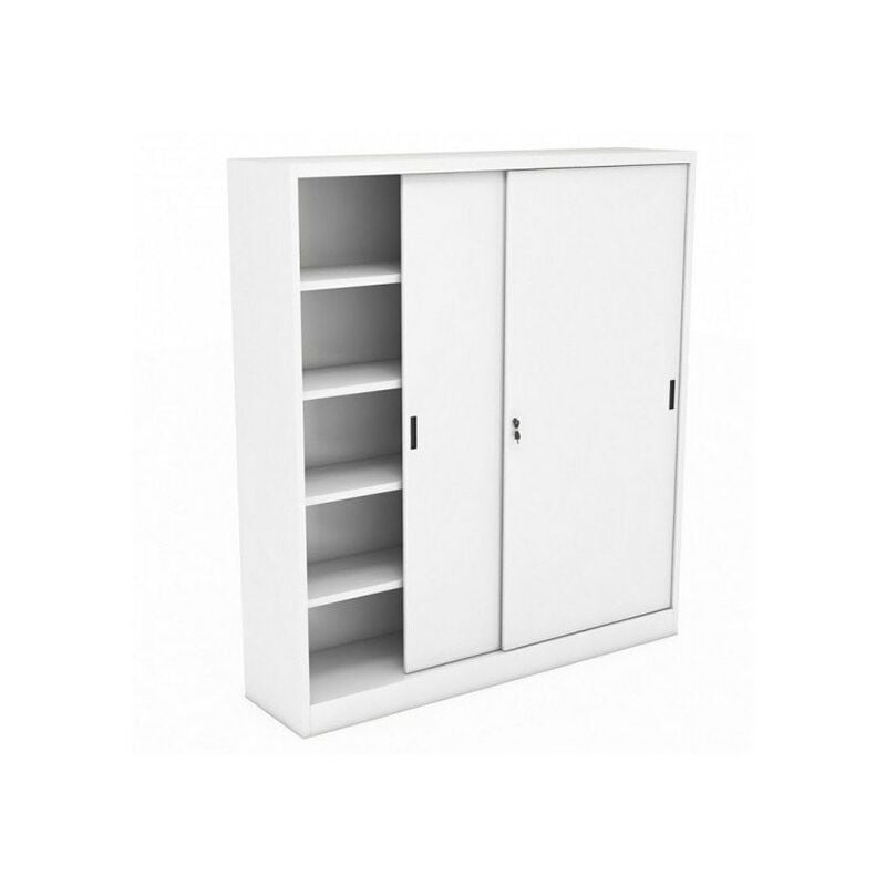 foto del prodotto armadio in metallo ad ante scorrevoli 120x45x200 grigio