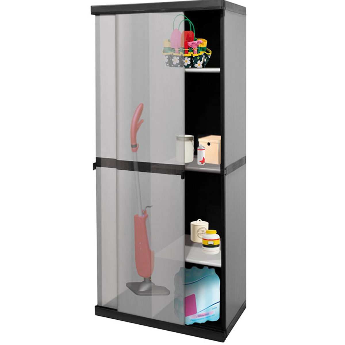 foto del prodotto armadio in plastica portascope con ante scorrevoli 168 cm