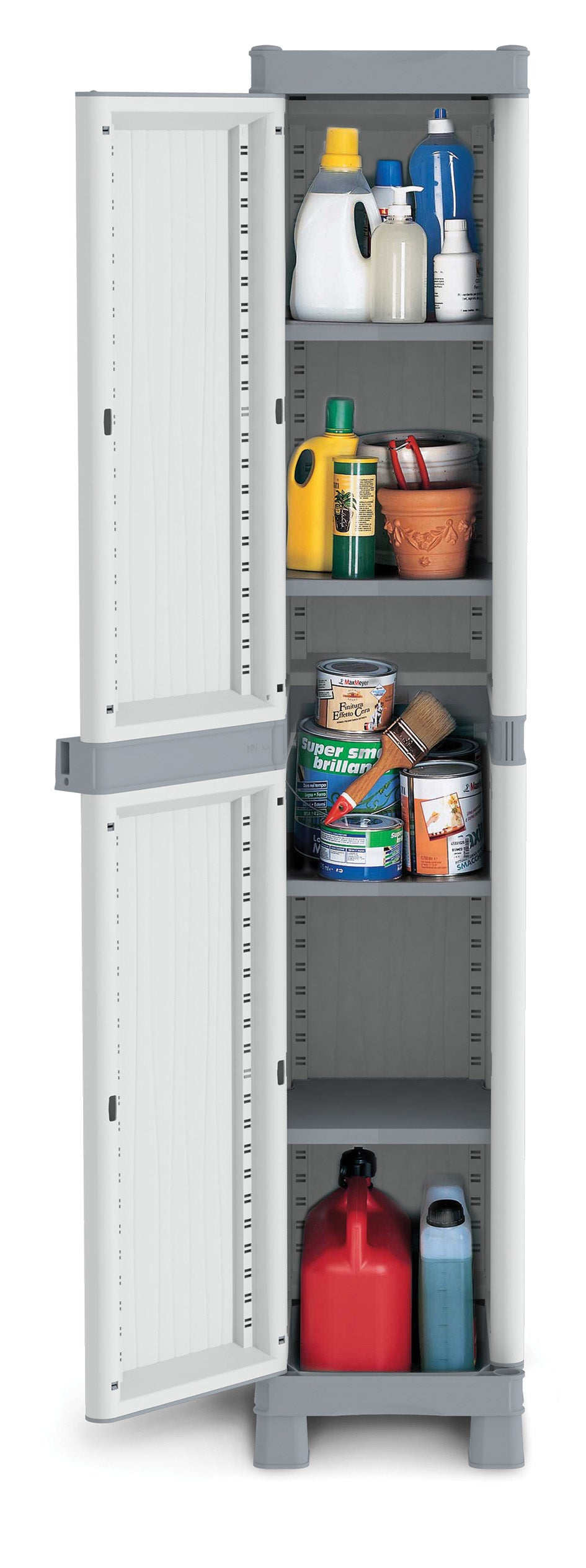 foto del prodotto armadio in resina antiurto terry wave 1a 35x44x181cm 1 anta 5 ripiani da esterno