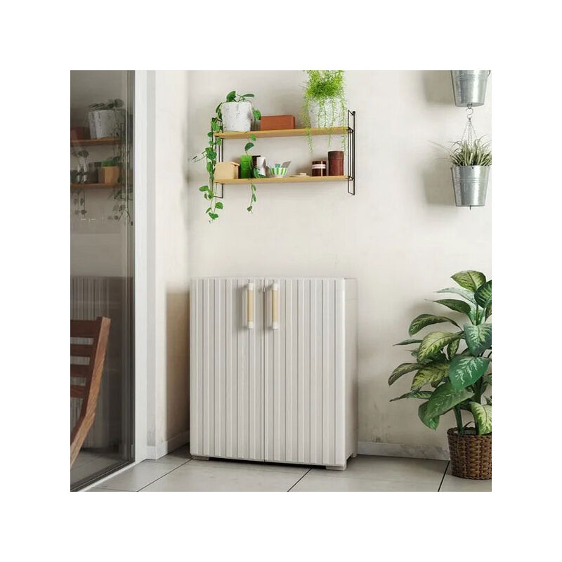 foto del prodotto armadio in resina basso keter groove grigio, 80x45x98 cm