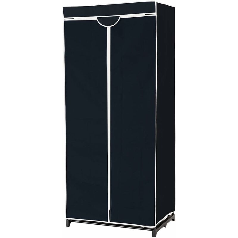 foto del prodotto armadio in tessuto armadio cabina pieghevole con asta appendiabiti, vari colori disponibili, 75 x 50 x 170cm nero costway