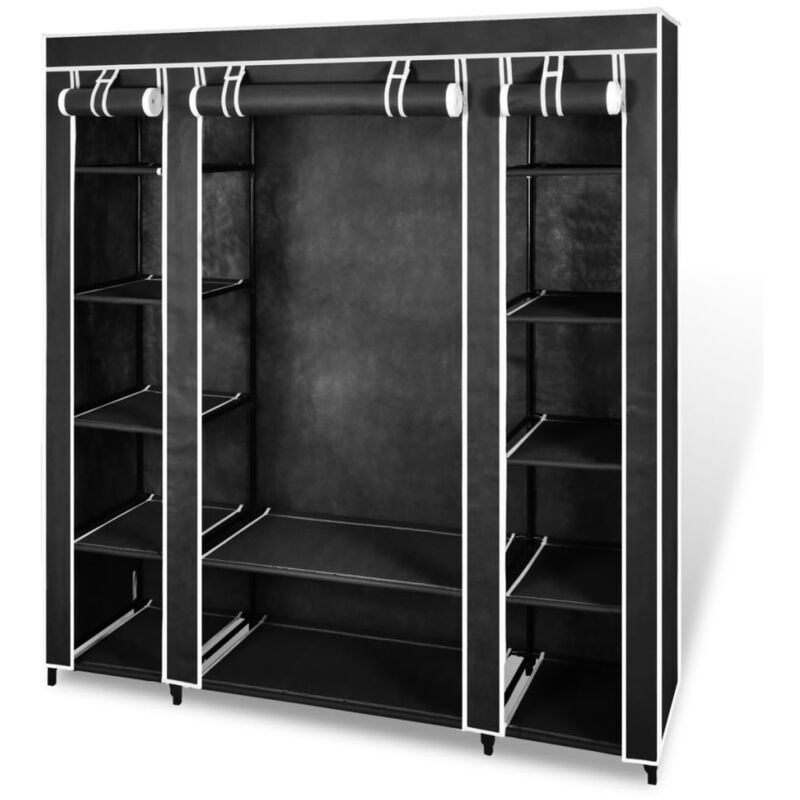 foto del prodotto armadio in tessuto con scomparti e aste 45x150x176 cm nero vidaxl