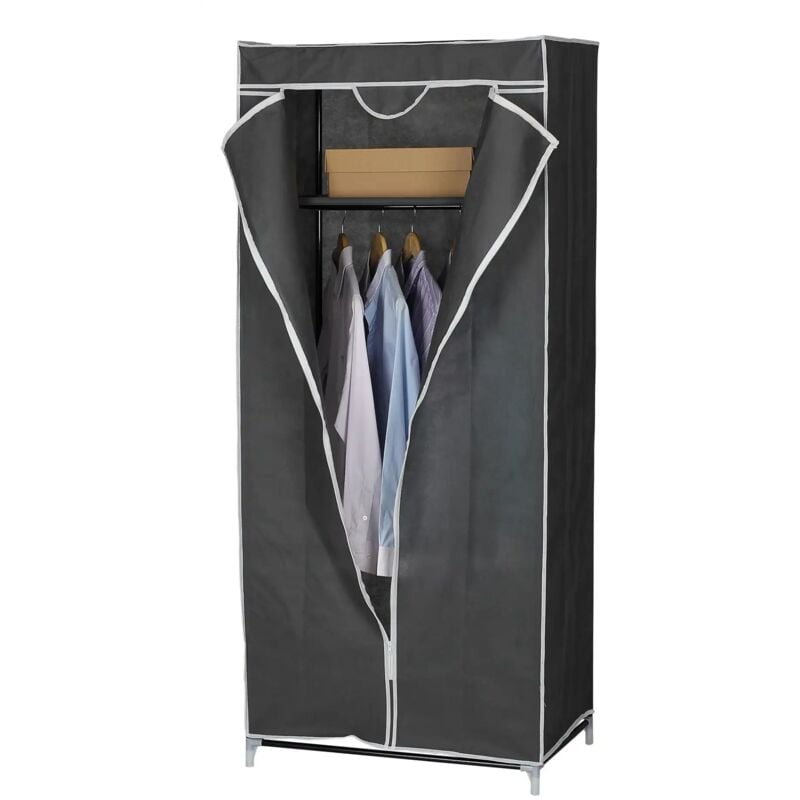 foto del prodotto armadio in tessuto tnt 70x45x160 grigio con apertura centrale guardaroba