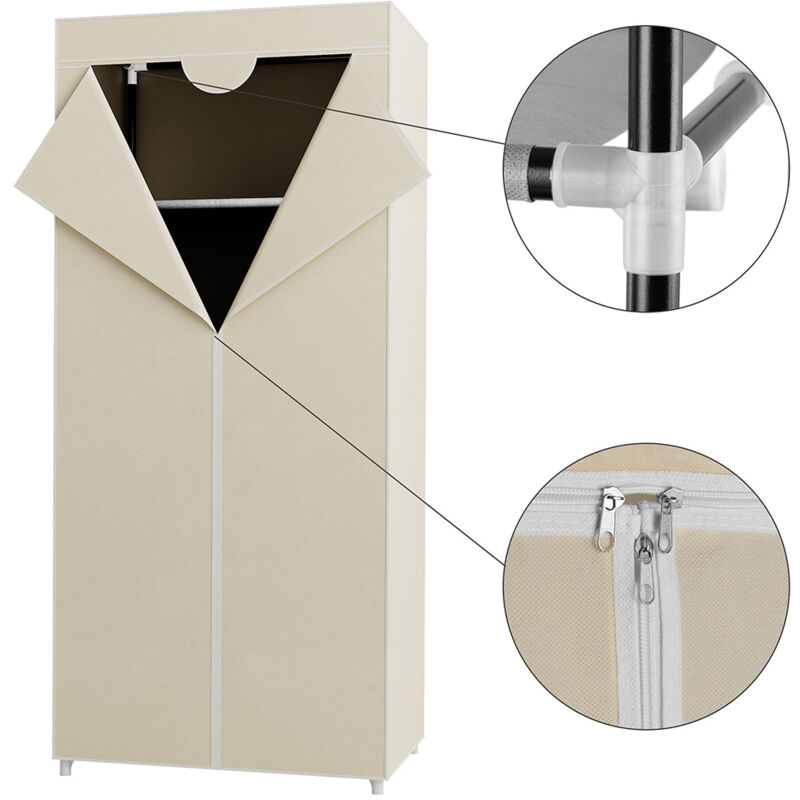 foto del prodotto armadio in tessuto tnt guardaroba appendiabiti con ripiano 70x46x160 cm beige