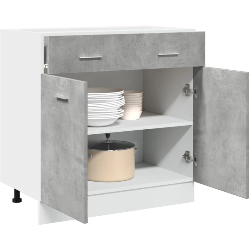foto del prodotto armadio inferiore cassetto lyon grigio cemento 80x46x81,5 vidaxl