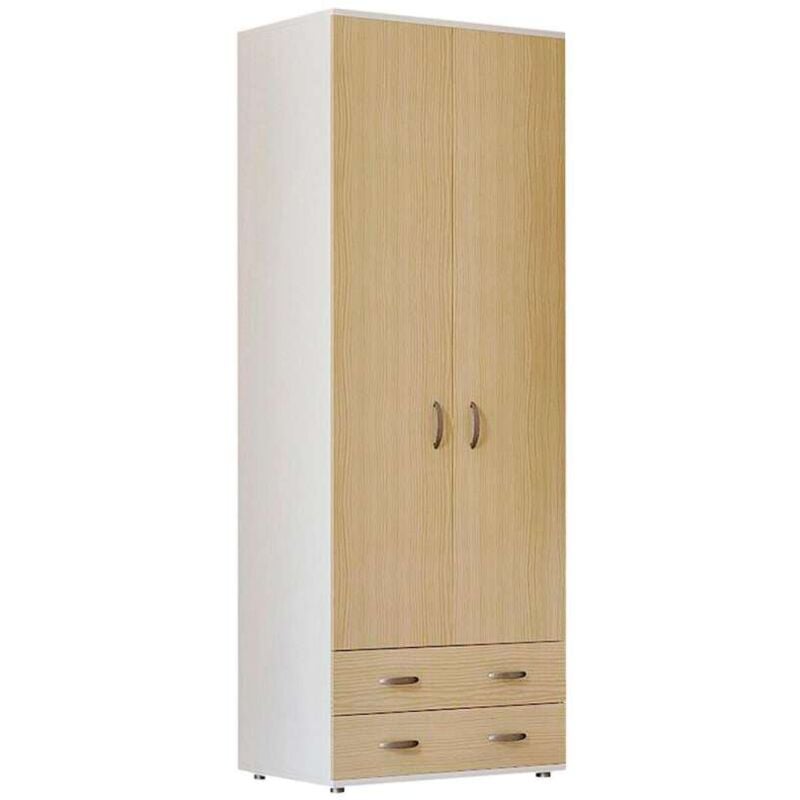 foto del prodotto armadio lugano doppia anta in ciliegio olmo con cassetti 207x80x52 cm