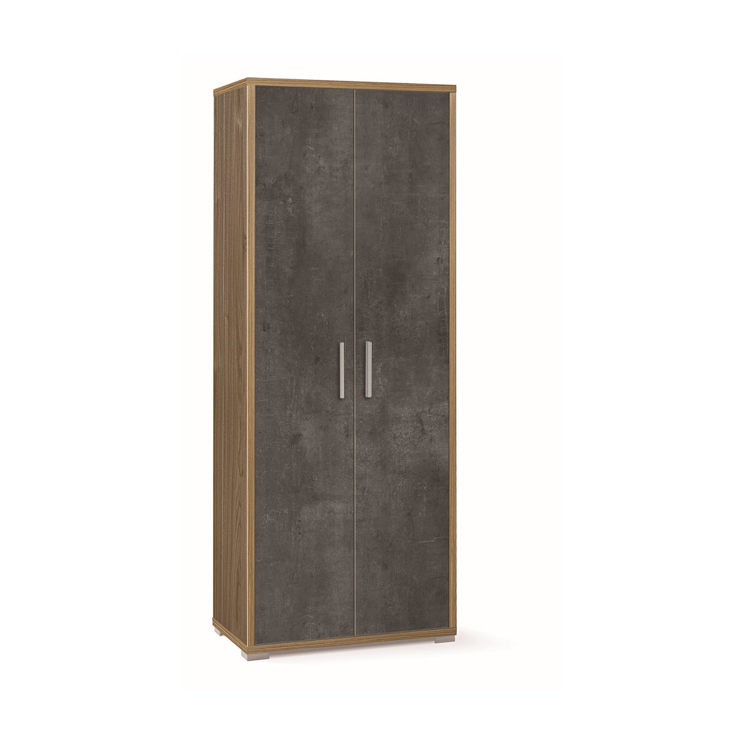foto del prodotto armadio mobile 2 ante 71x41x182h cm in kit di design colore noce stelvio e ossido nero