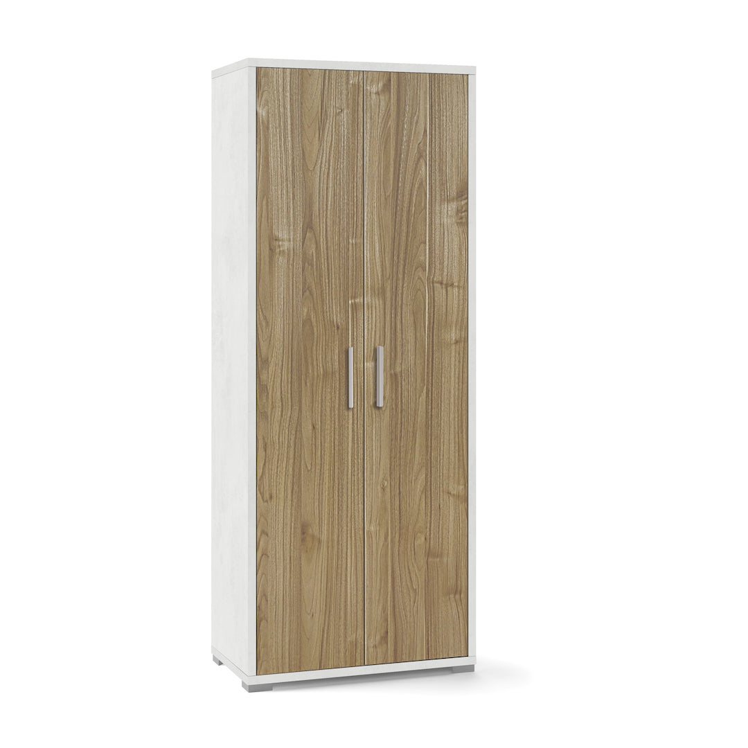 foto del prodotto armadio mobile 2 ante 71x41x182h cm in kit di design colore ossido bianco e noce stelvio