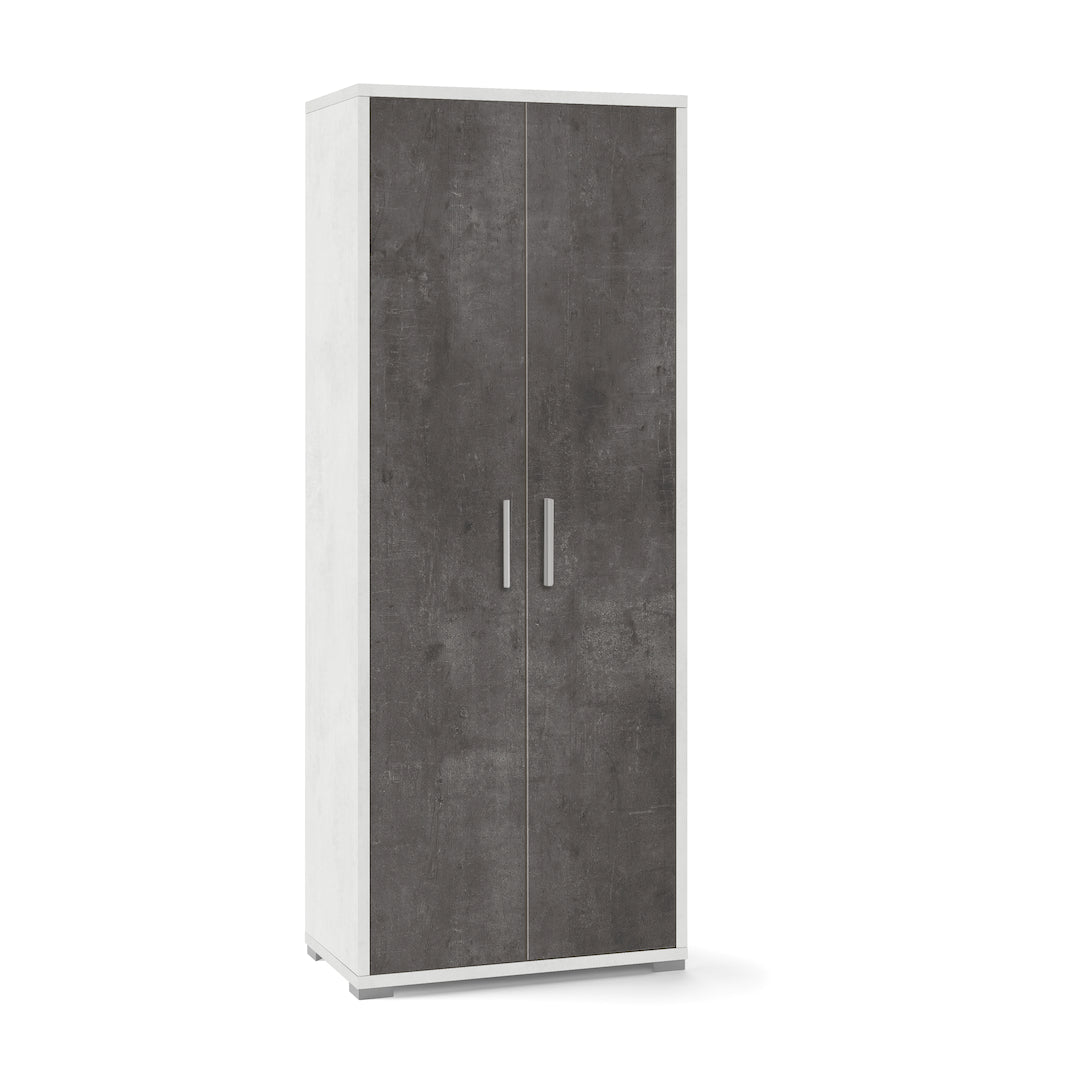foto del prodotto armadio mobile 2 ante 71x41x182h cm in kit di design colore ossido bianco e ossido nero