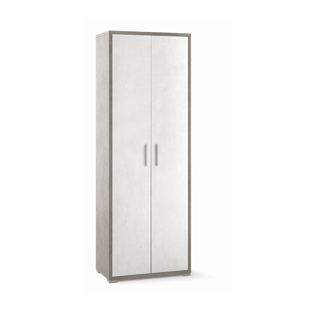 foto del prodotto armadio mobile 2 ante 71x41x199h cm in kit di montaggio colore cemento e ossido bianco