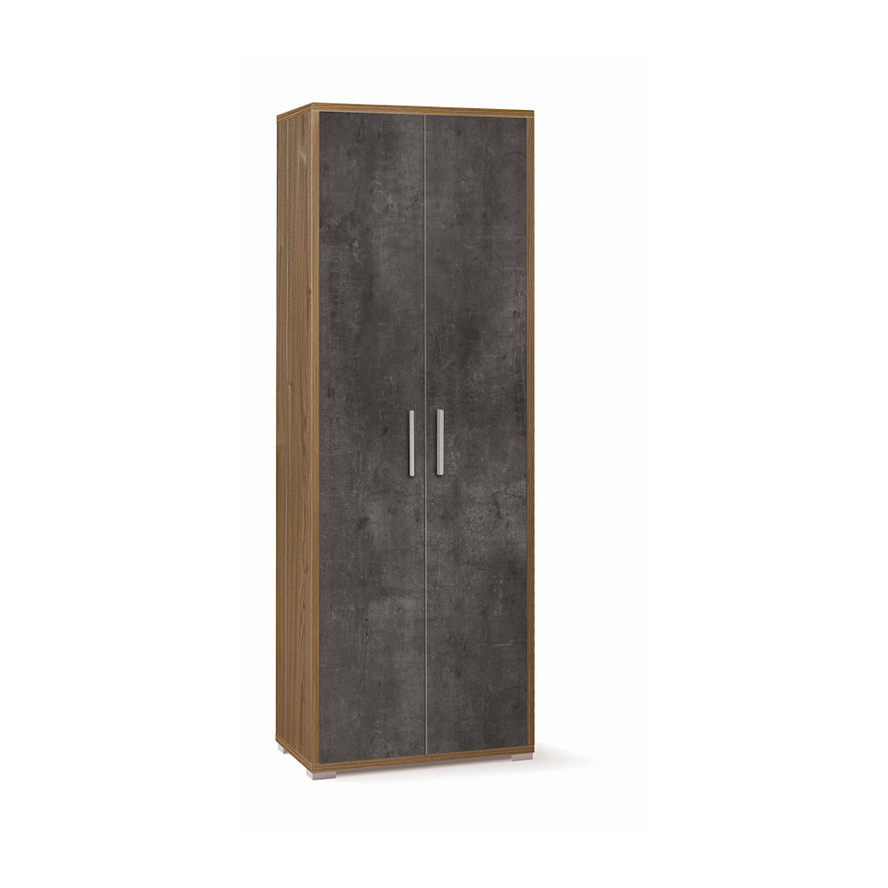 foto del prodotto armadio mobile 2 ante 71x41x199h cm in kit di montaggio colore noce stelvio e ossido nero