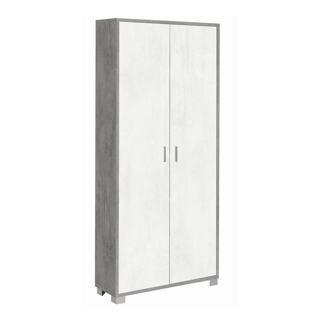 foto del prodotto armadio mobile 2 ante 83x29x190h cm in kit di montaggio colore cemento e ossido bianco
