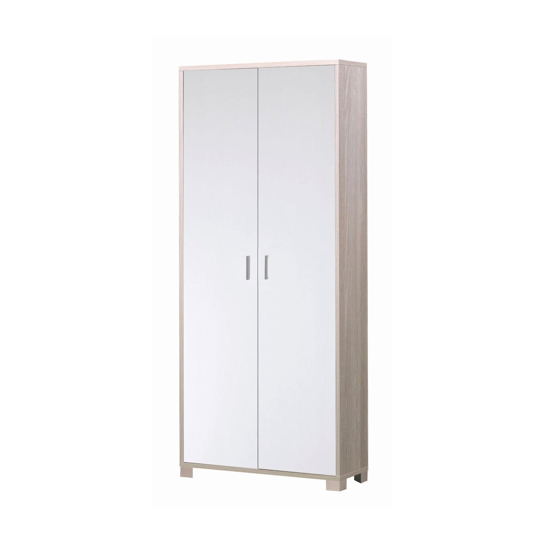 foto del prodotto armadio mobile 2 ante 83x29x190h cm in kit di montaggio colore olmo chiaro e bianco