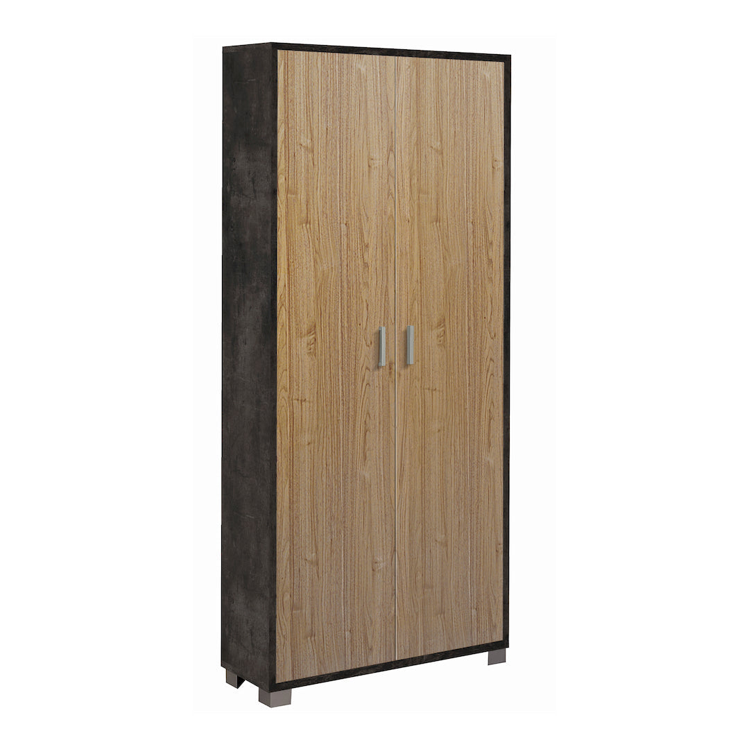 foto del prodotto armadio mobile 2 ante 83x29x190h cm in kit di montaggio colore ossido nero e noce stelvio