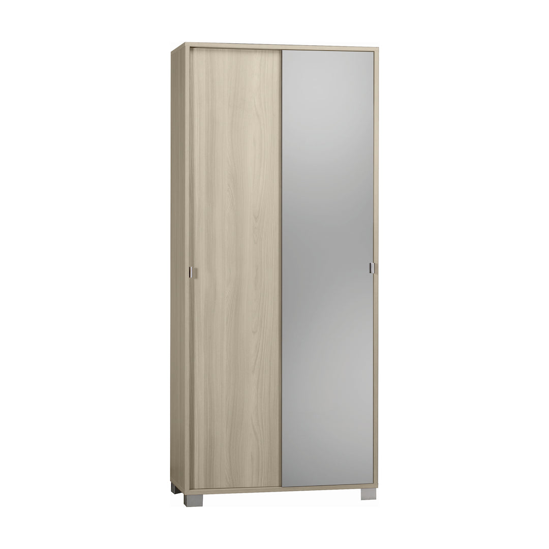 foto del prodotto armadio mobile 2 ante con 1 anta specchio 82x41x190h cm in kit di montaggio colore olmo chiaro