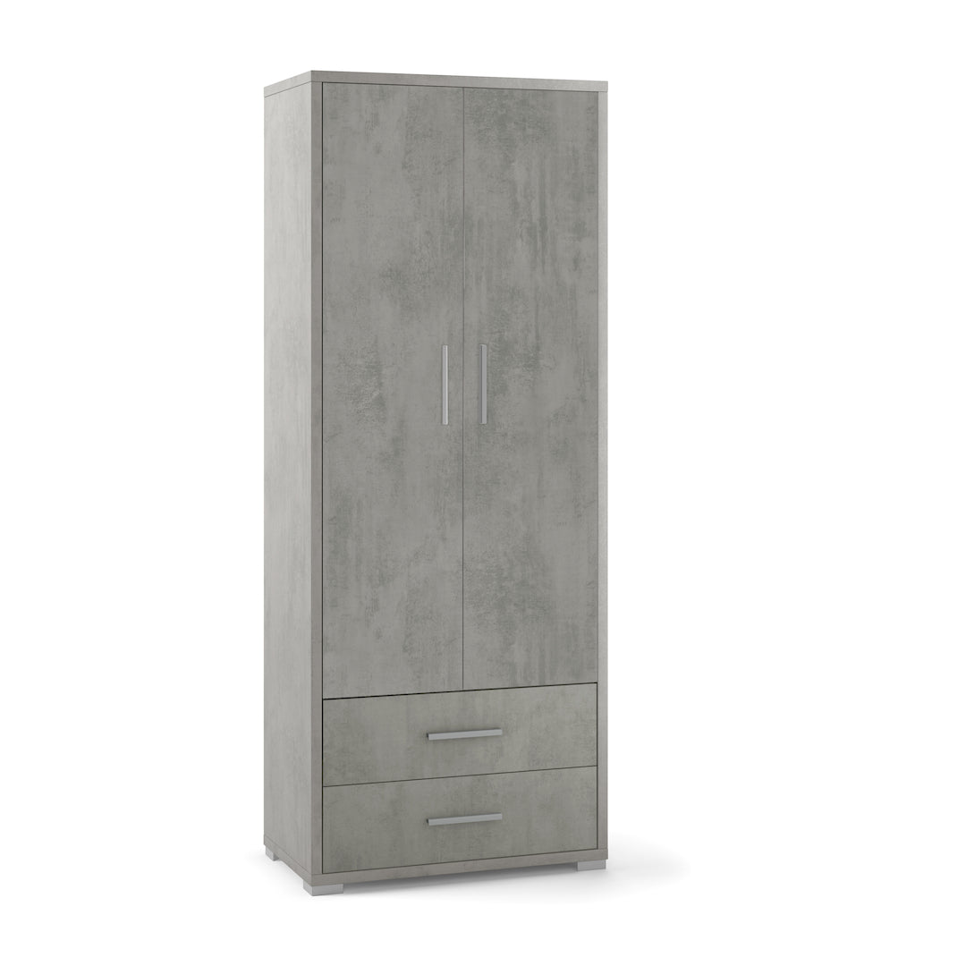 foto del prodotto armadio mobile 2 ante con 2 cassetti 71x41x182h cm in kit dal design elegante colore cemento