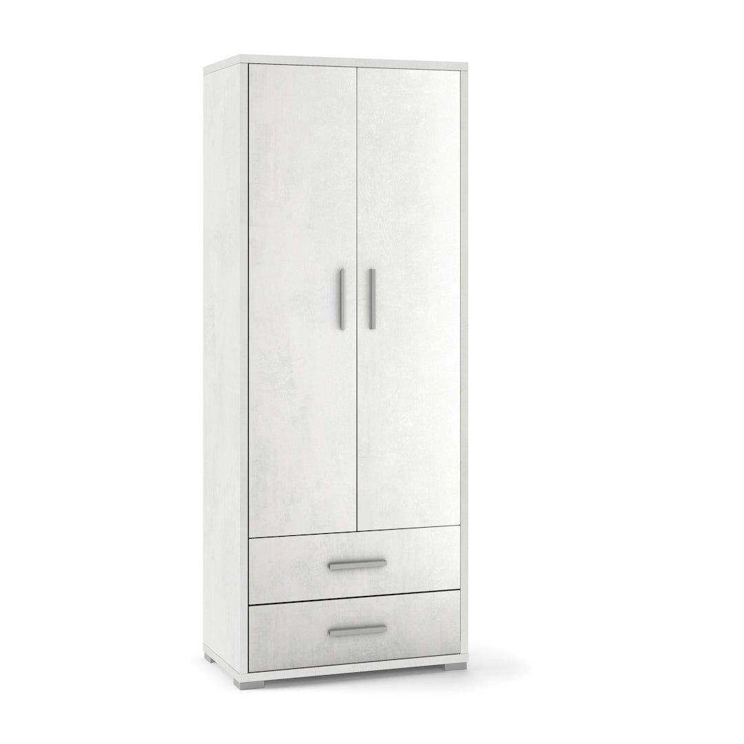 foto del prodotto armadio mobile 2 ante con 2 cassetti 71x41x182h cm in kit dal design elegante colore ossido bianco