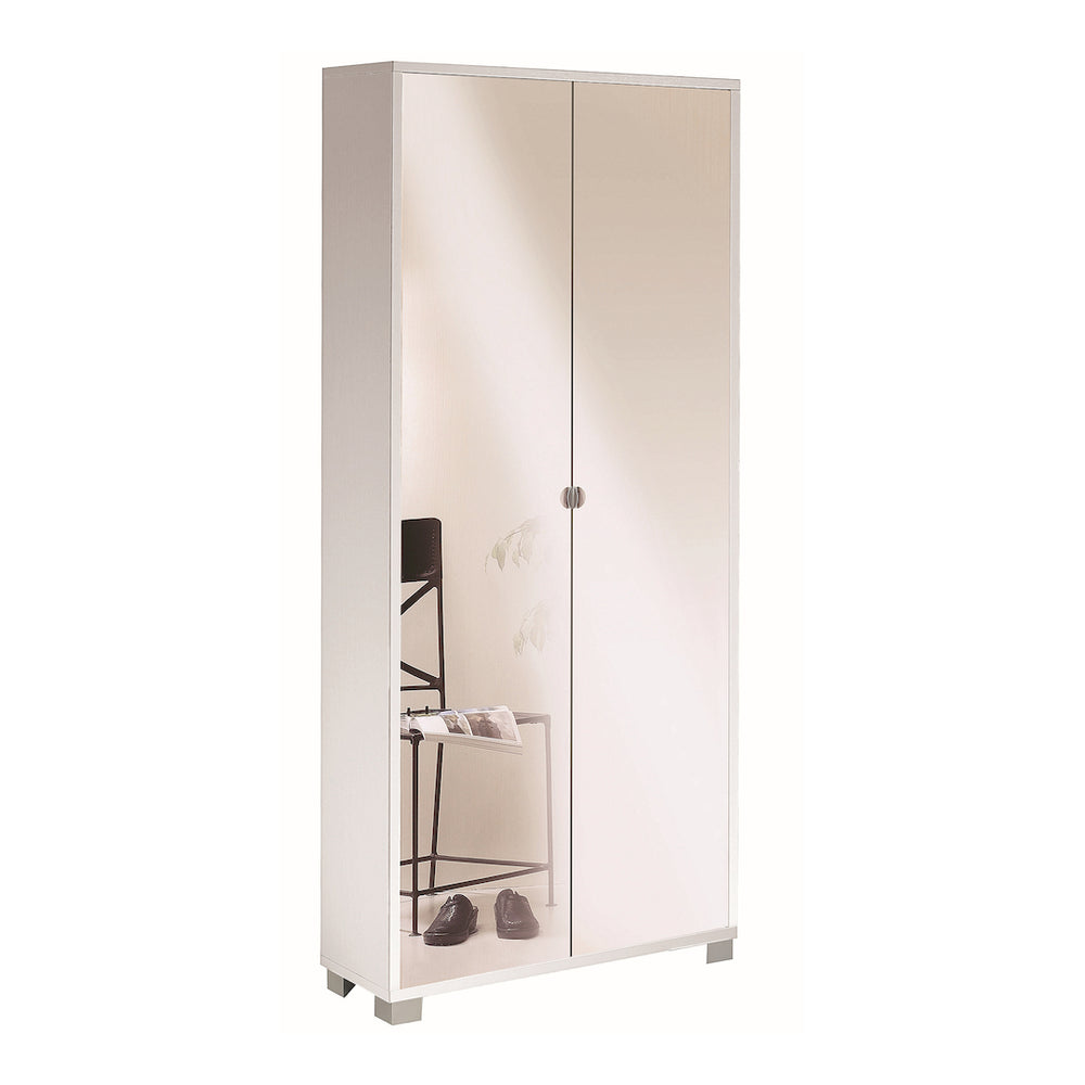 foto del prodotto armadio mobile 2 ante con specchio 83x29x190h cm in kit di montaggio colore bianco