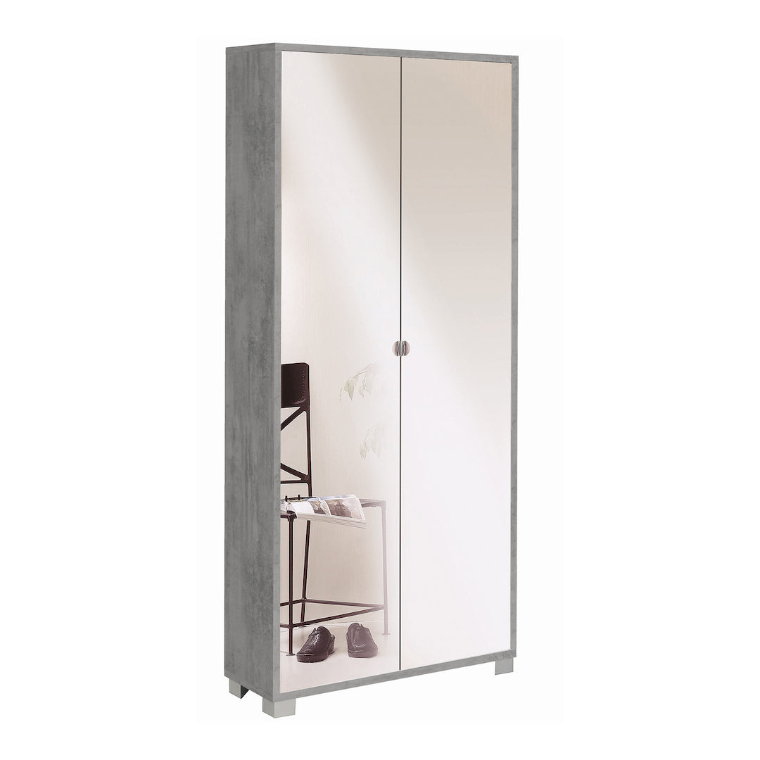 foto del prodotto armadio mobile 2 ante con specchio 83x29x190h cm in kit di montaggio colore grigio cemento