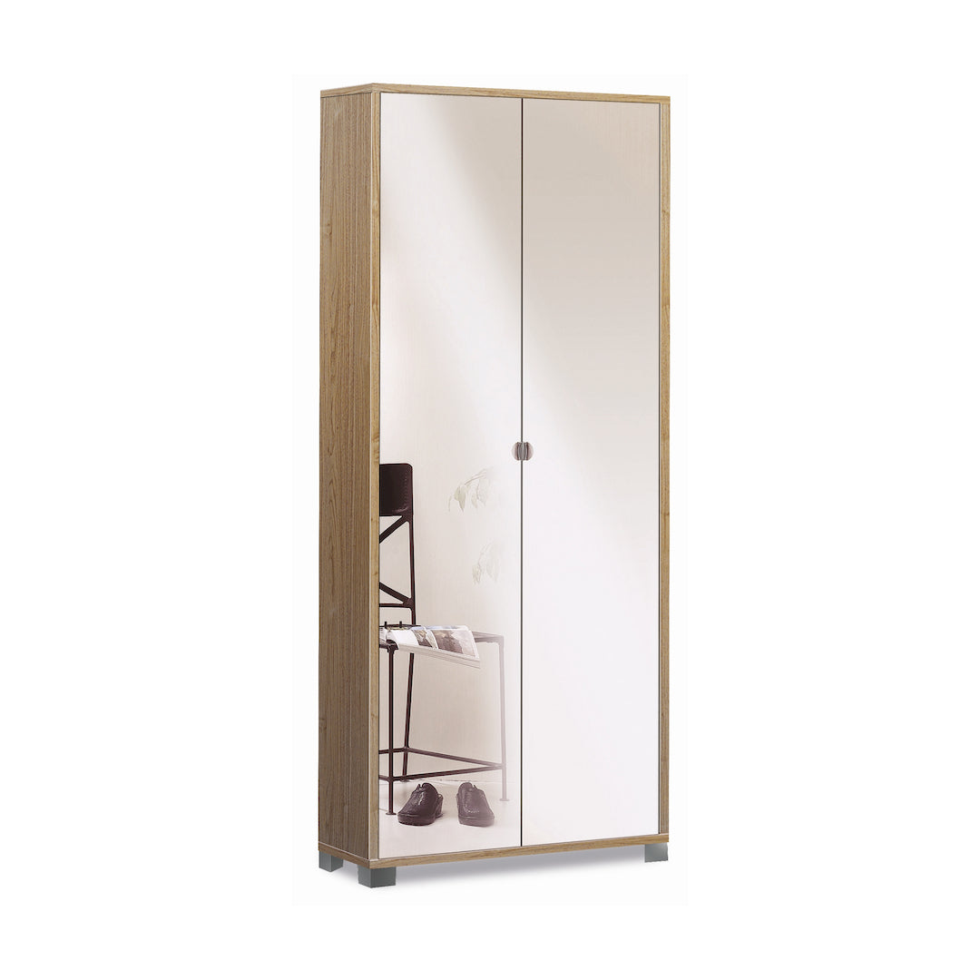 foto del prodotto armadio mobile 2 ante con specchio 83x29x190h cm in kit di montaggio colore noce stelvio