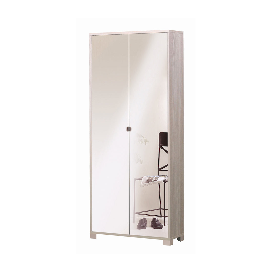 foto del prodotto armadio mobile 2 ante con specchio 83x29x190h cm in kit di montaggio colore olmo chiaro