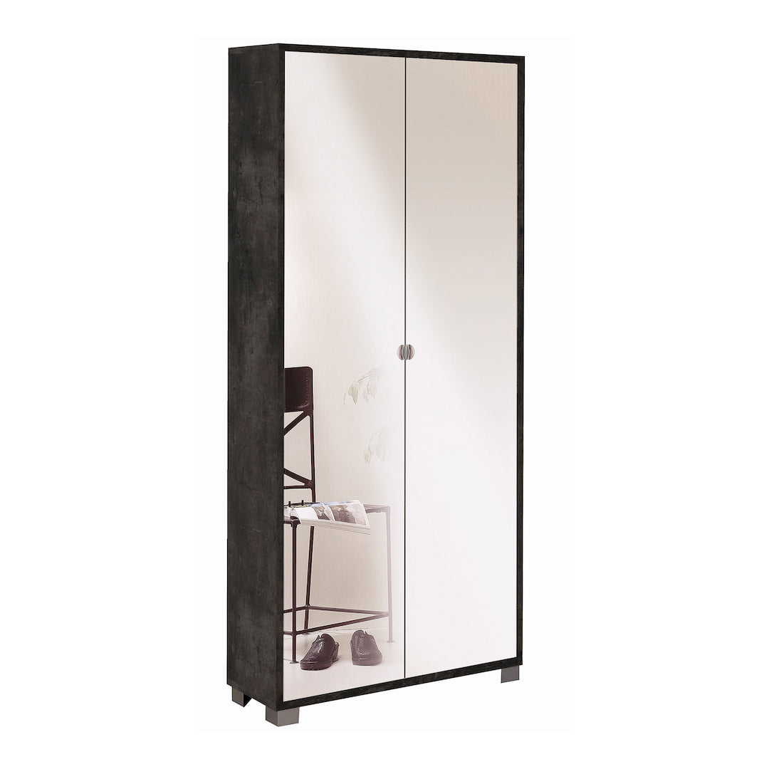 foto del prodotto armadio mobile 2 ante con specchio 83x29x190h cm in kit di montaggio colore ossido nero