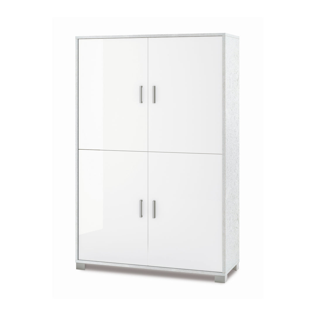 foto del prodotto armadio mobile 4 ante 107x41x162h cm in kit di montaggio colore bianco fiammato e bianco lucido