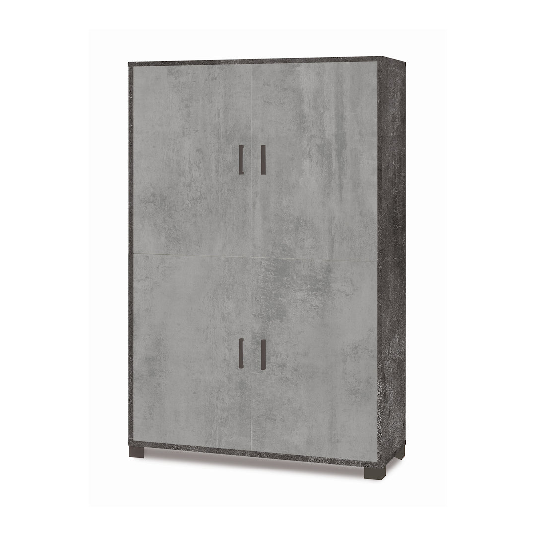 foto del prodotto armadio mobile 4 ante 107x41x162h cm in kit di montaggio colore ossido nero e cemento
