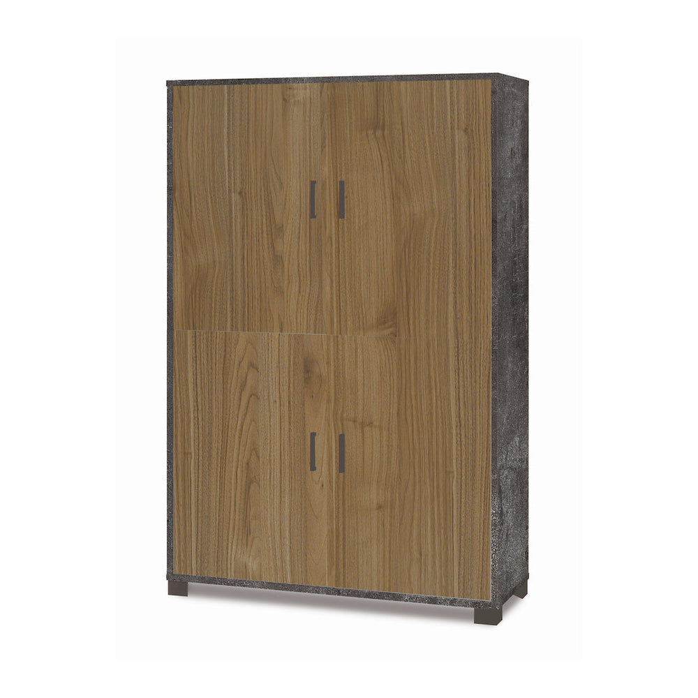 foto del prodotto armadio mobile 4 ante 107x41x162h cm in kit di montaggio colore ossido nero e noce stelvio
