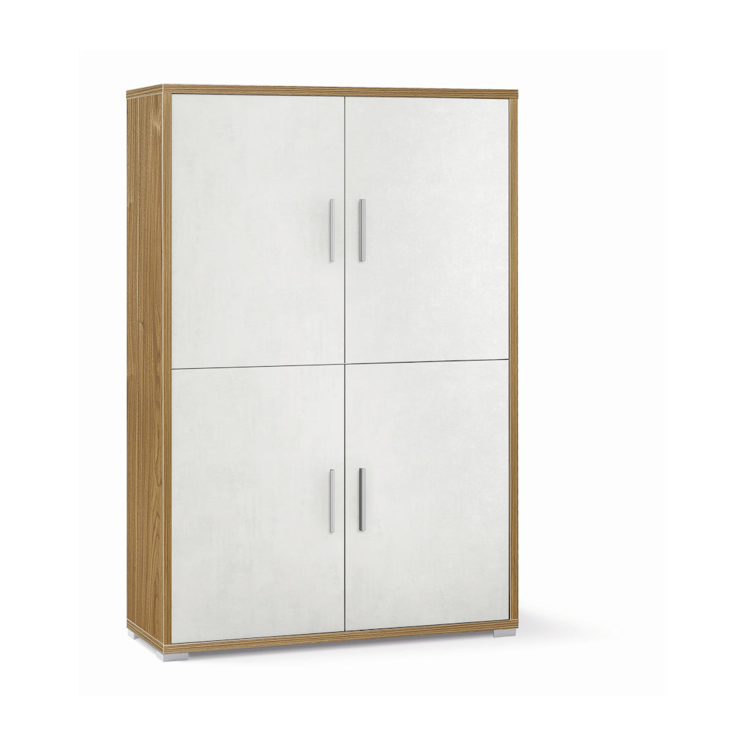 foto del prodotto armadio mobile 4 ante 108x41x161h cm in kit di montaggio colore noce stelvio e ossido bianco