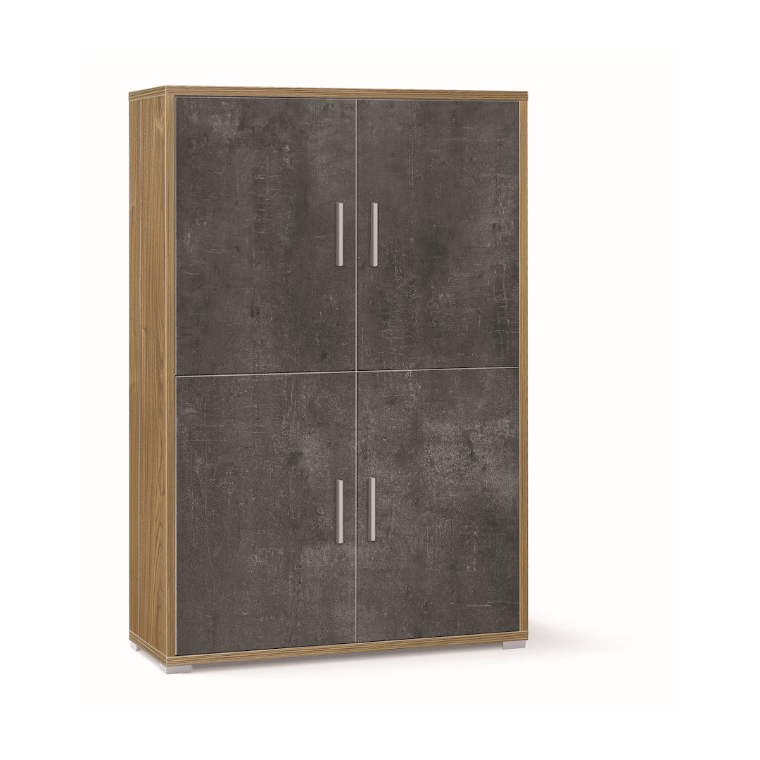 foto del prodotto armadio mobile 4 ante 108x41x161h cm in kit di montaggio colore noce stelvio e ossido nero