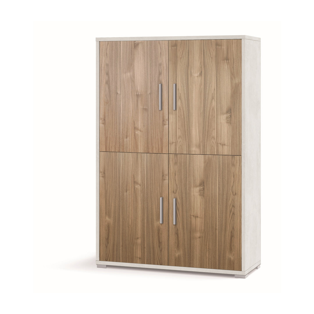 immagine 0 del prodotto armadio mobile 4 ante 108x41x161h cm in kit di montaggio colore ossido bianco e noce stelvio