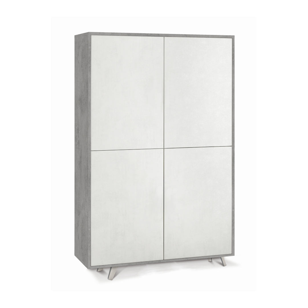 foto del prodotto armadio mobile 4 ante con apertura push pull 107x41x169h cm in kit colore cemento e ossido bianco