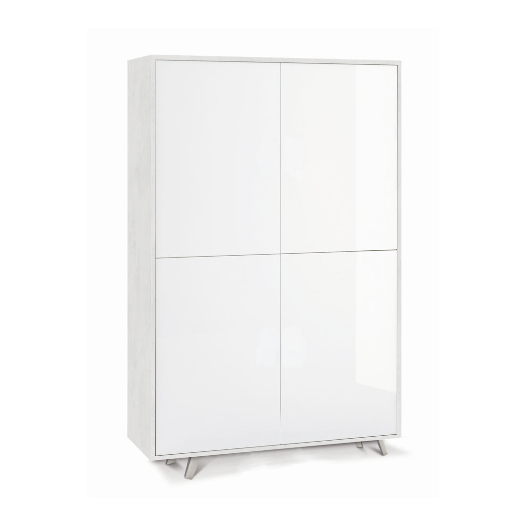 foto del prodotto armadio mobile 4 ante con apertura push pull 107x41x169h cm in kit colore ossido bianco e bianco lucido
