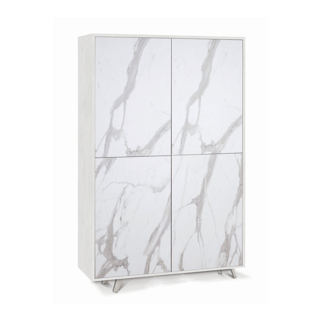 foto del prodotto armadio mobile 4 ante con apertura push pull 107x41x169h cm in kit colore ossido bianco e marmo calacatta