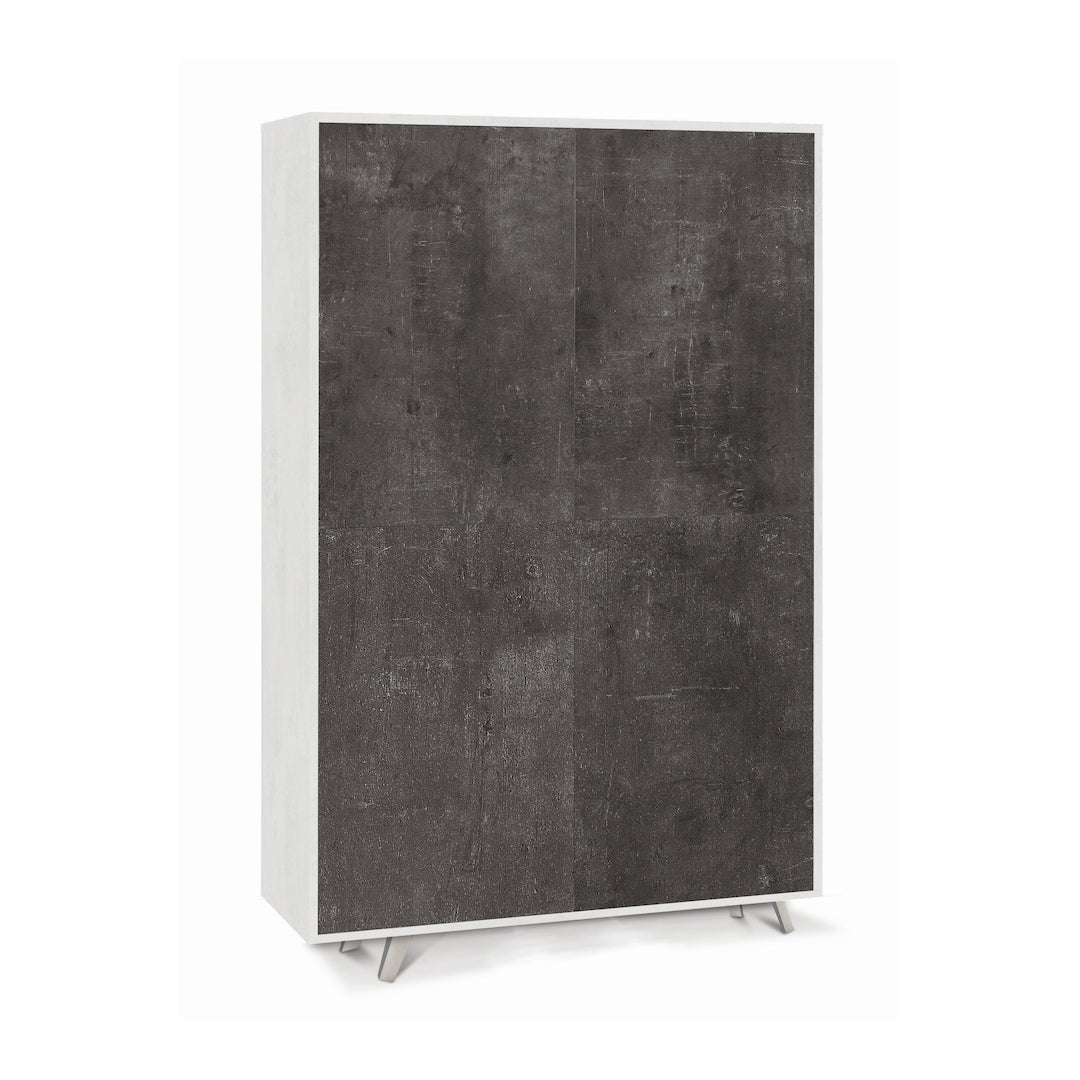 foto del prodotto armadio mobile 4 ante con apertura push pull 107x41x169h cm in kit colore ossido bianco e ossido nero