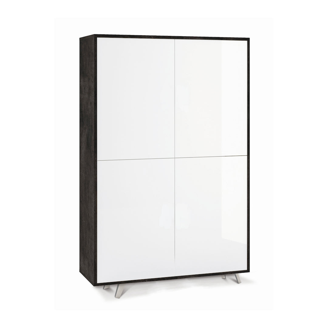 foto del prodotto armadio mobile 4 ante con apertura push pull 107x41x169h cm in kit colore ossido nero e bianco
