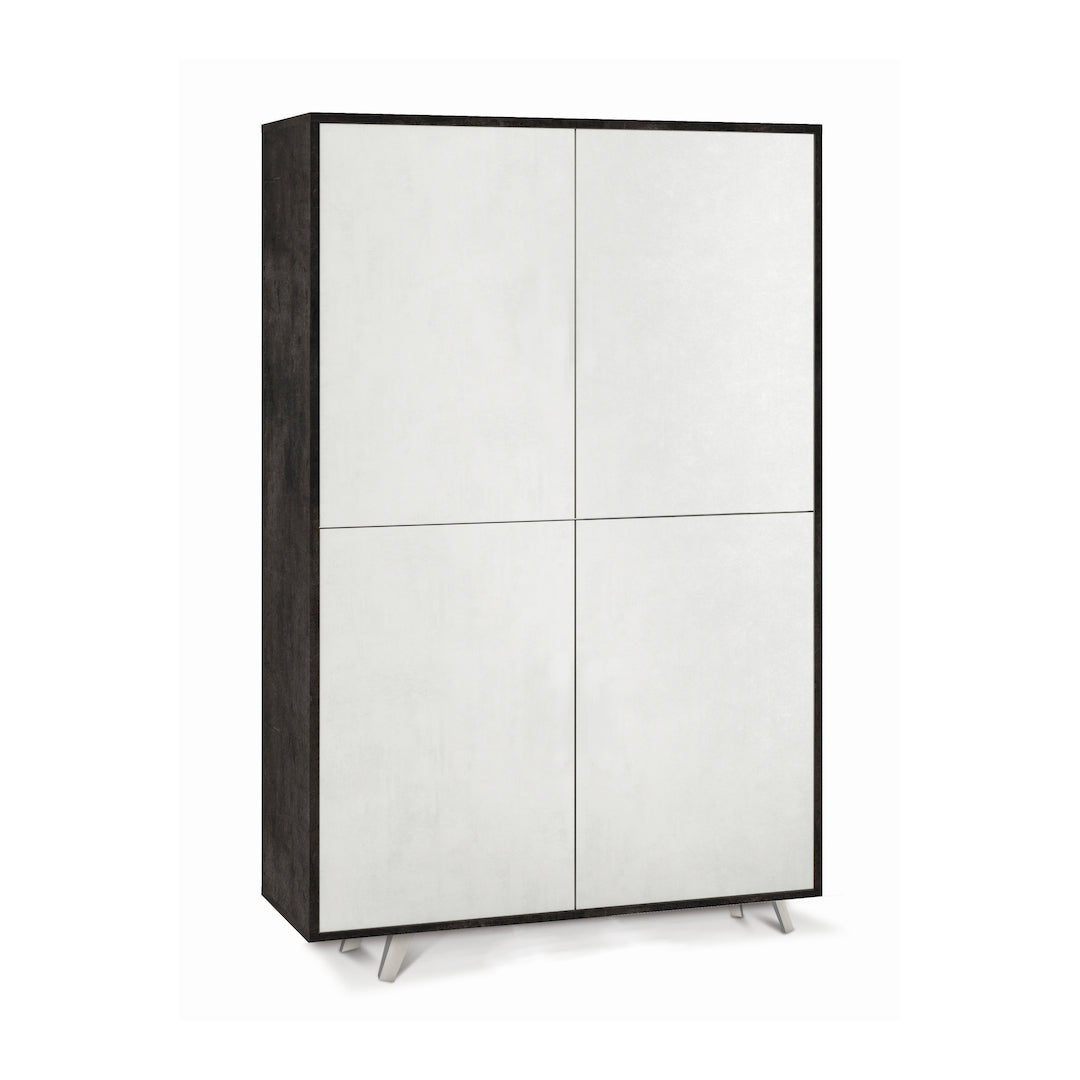foto del prodotto armadio mobile 4 ante con apertura push pull 107x41x169h cm in kit colore ossido nero e ossido bianco