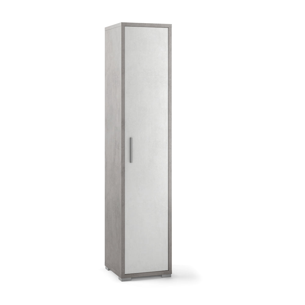 foto del prodotto armadio mobile colonna 1 anta 39x41x182h cm in kit colore grigio cemento e ossido bianco